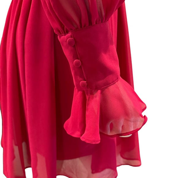 NEW Express Red Point D’esprit Lace Fit and Flare Dress - Picture 11 of 13